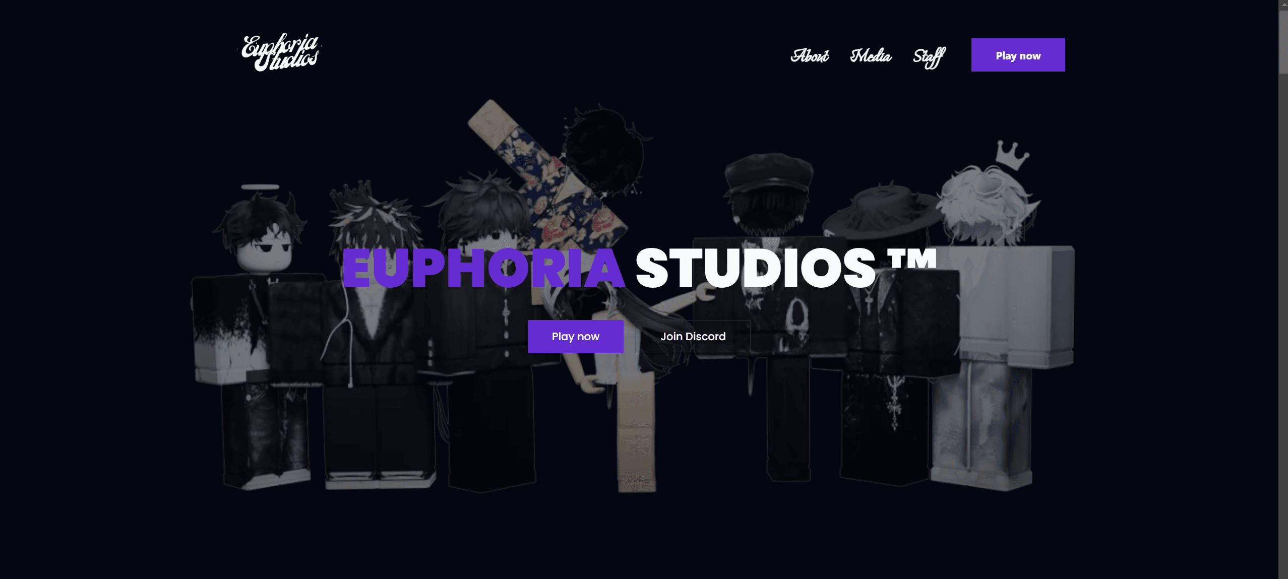 A screenshot of the website we made, Euphoria